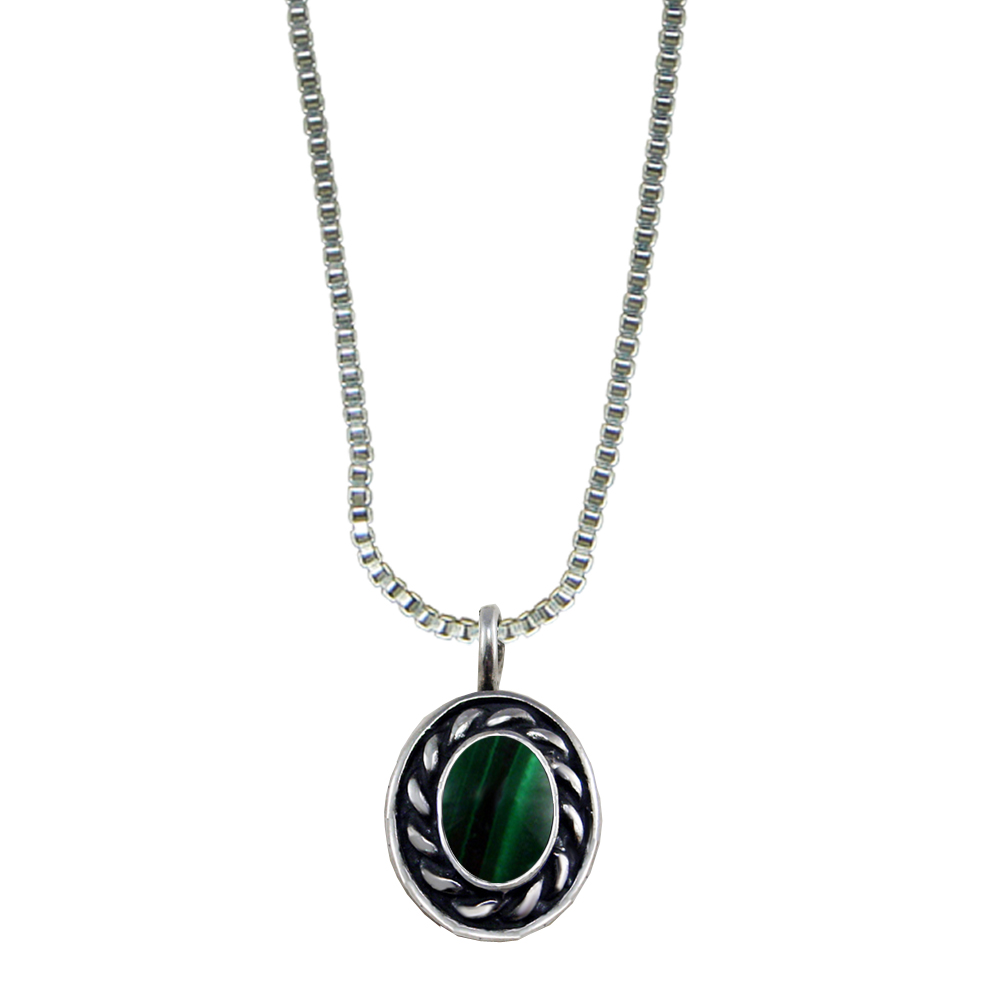 Sterling Silver Little Malachite Pendant Necklace